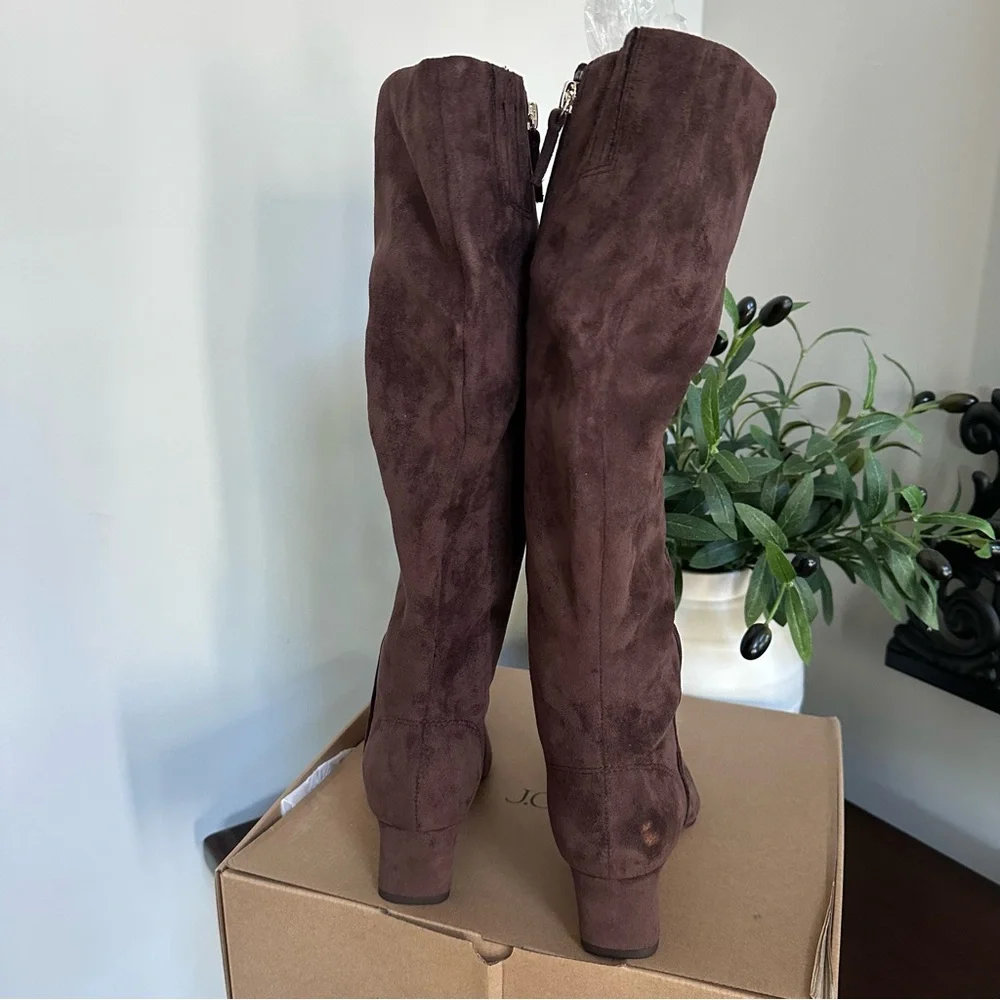 NIB J crew brown suede knee high boots Dark Walnut color‎